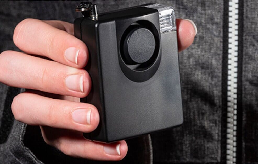 Close-up of a feature of Police Preferred Personal Alarm with Strobe.