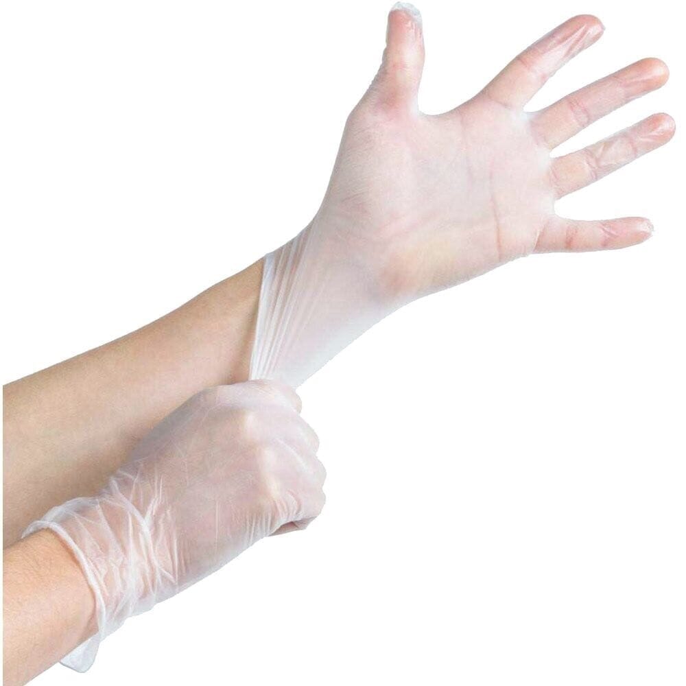 Pair of Powder Free Vinyl Gloves arthritis gloves on a plain background, showing the open-finger design and stretchy fabric.
