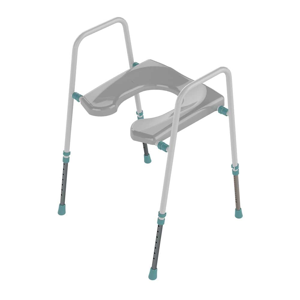 Image of Prima Flat Pack Toilet Frame and Horseshoe Seat on a plain background.