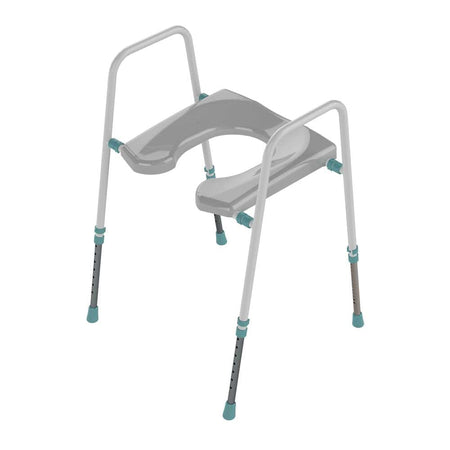 Image of Prima Flat Pack Toilet Frame and Horseshoe Seat on a plain background.