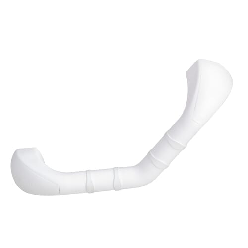 Full view of Prima Grab Rail grab rail with circular wall plates and a textured grip, designed to provide support in bathrooms and other areas.