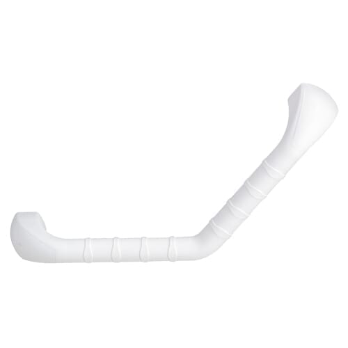 Full view of Prima Grab Rail grab rail with circular wall plates and a textured grip, designed to provide support in bathrooms and other areas.