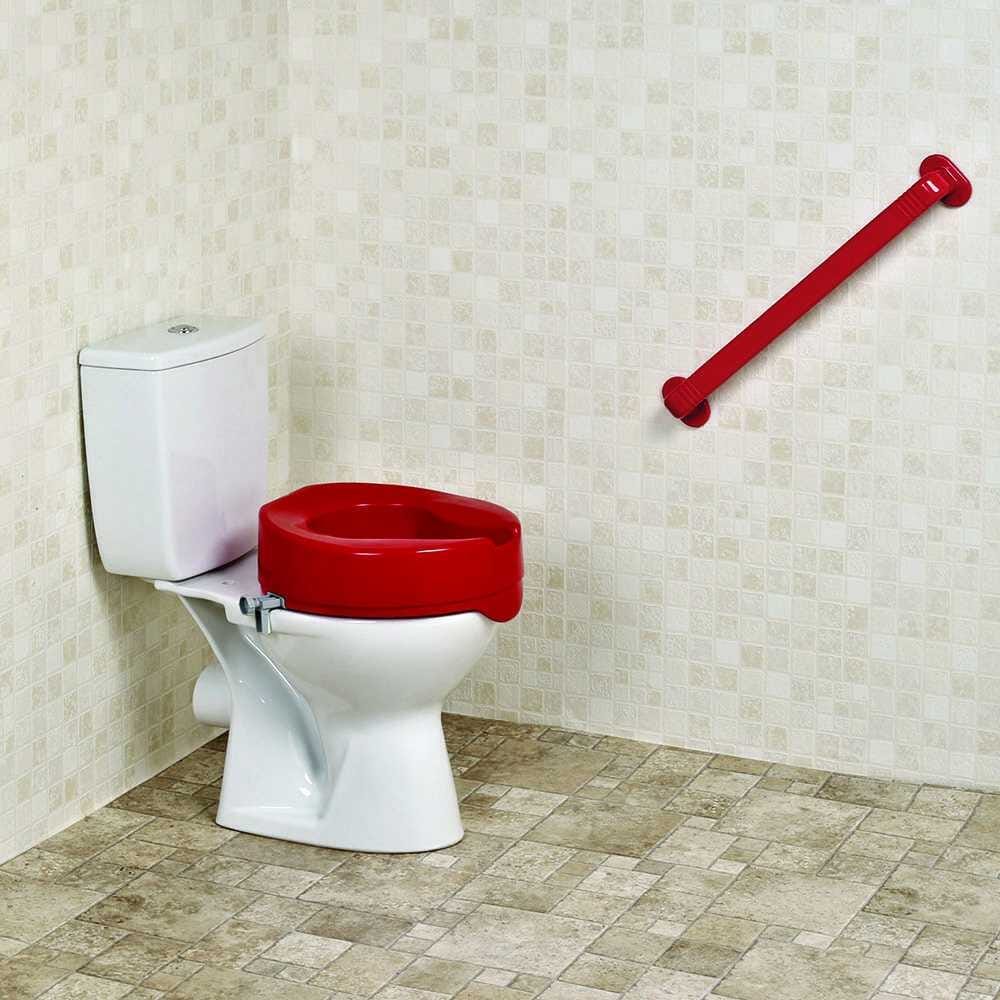Image of Red Raised Toilet Seat on a plain background.