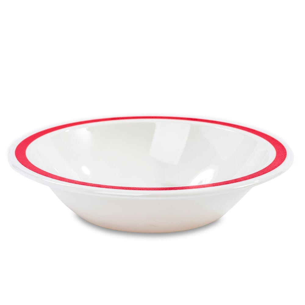 Image of Red Rimmed Bowl on a plain background.