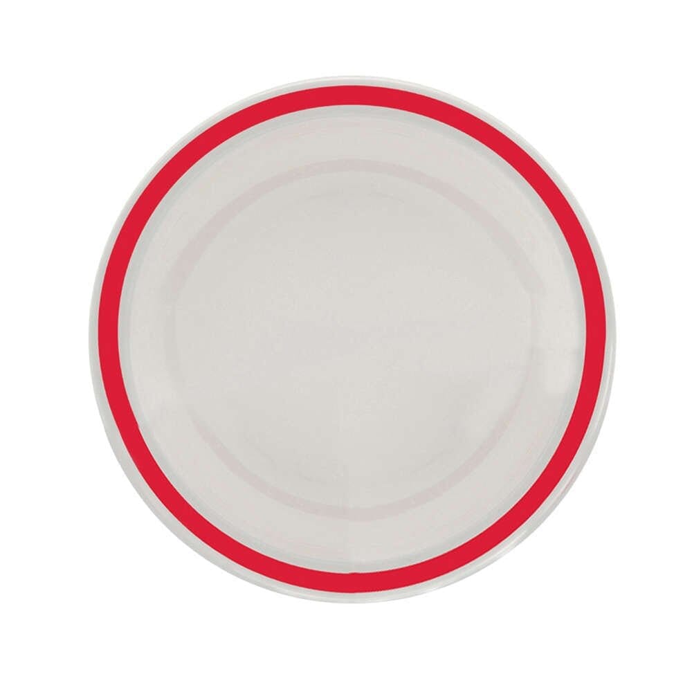 Image of Red Rimmed Plate on a plain background.