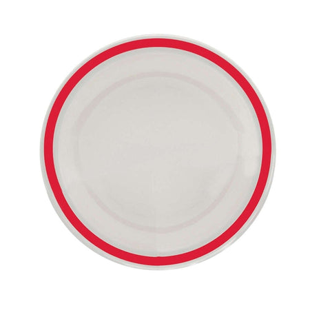 Image of Red Rimmed Plate on a plain background.