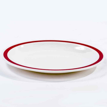 Alternative view of Red Rimmed Plate, showing different angle or usage.