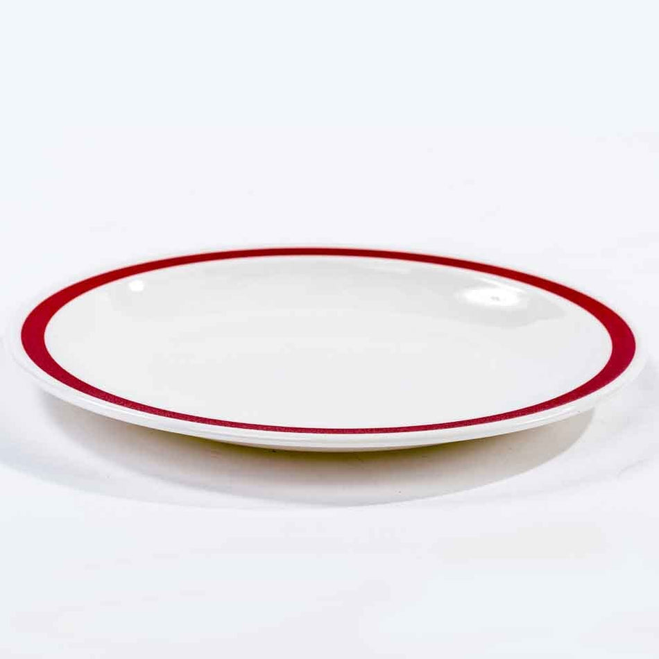 Alternative view of Red Rimmed Plate, showing different angle or usage.