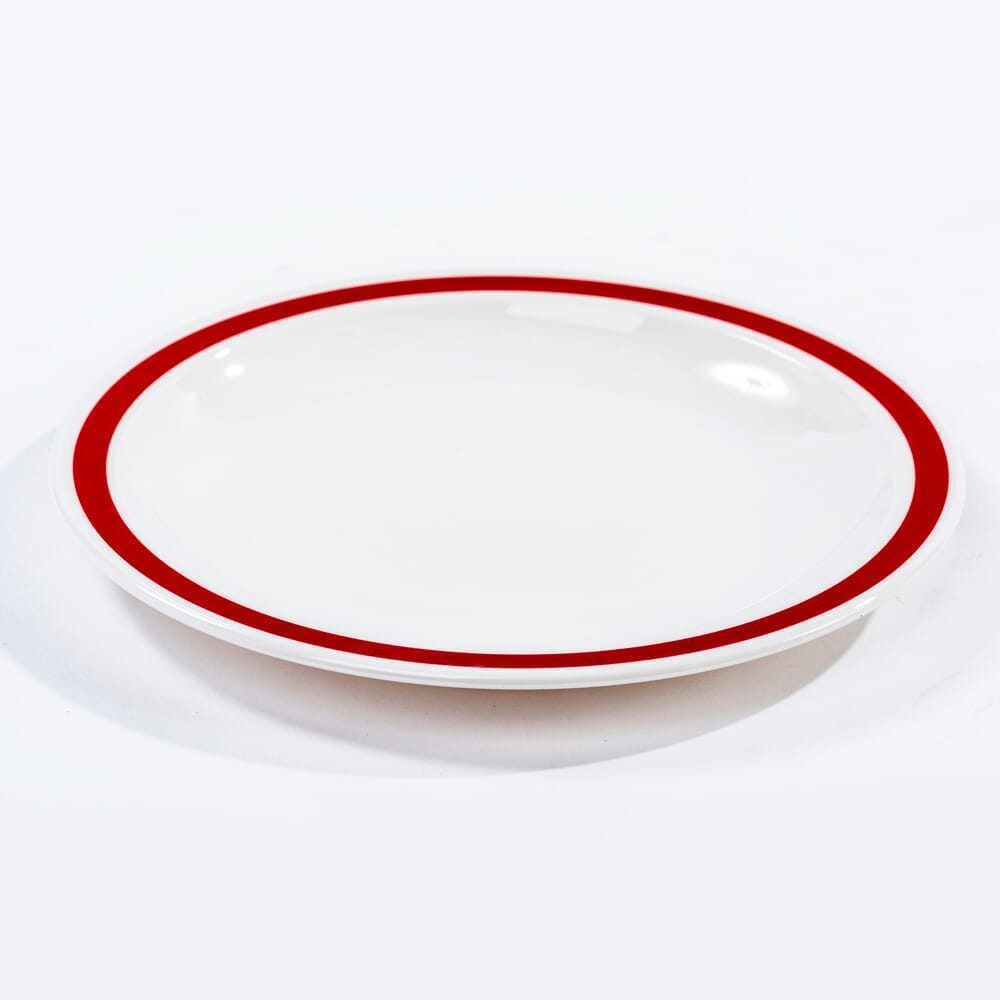 Image of Red Rimmed Plate on a plain background.