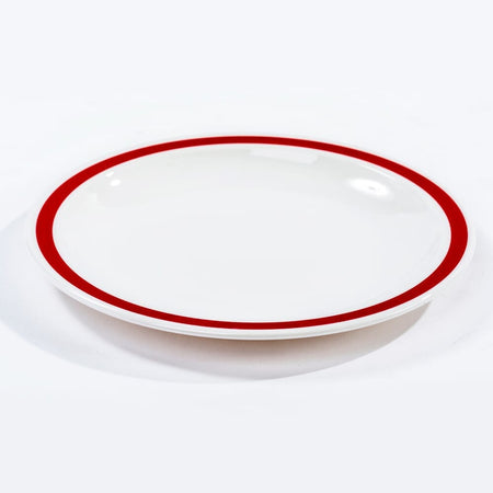 Image of Red Rimmed Plate on a plain background.