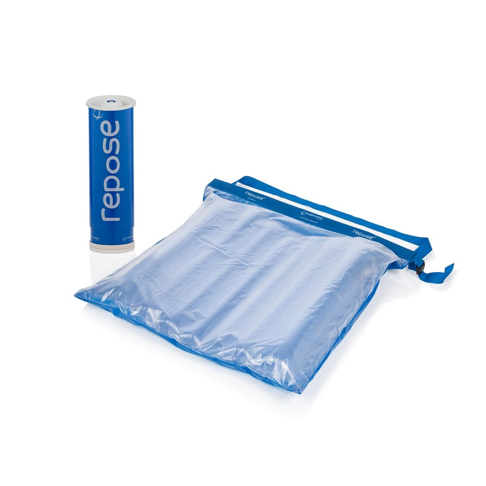 Full view of Repose Cushion cushion on a plain background, showing its shape and supportive material.