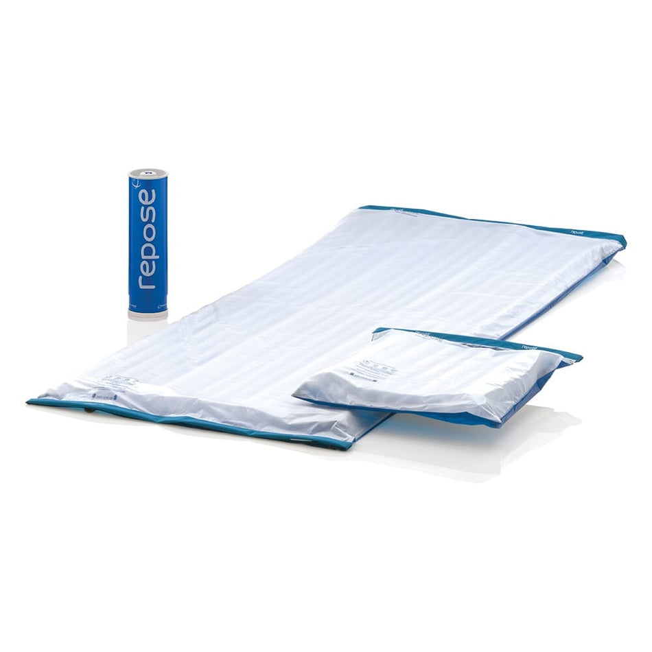 Full view of Repose Mattress Overlay and Cushion Set cushion on a plain background, showing its shape and supportive material.