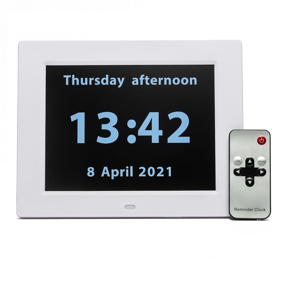 Image of Rosebud Reminder Clock-Dementia Clock on a plain background.