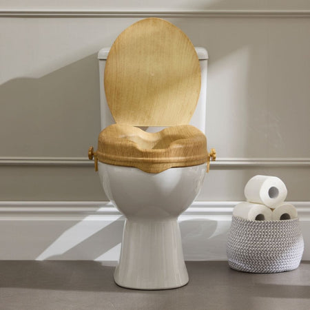 Alternative view of Sanctuary Oak Effect Raised Toilet Seat With Lid, showing different angle or usage.