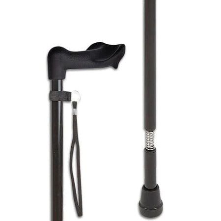 Full view of Shock Absorbing Walking Stick walking stick on a plain background, showing its handle, shaft and ferrule.