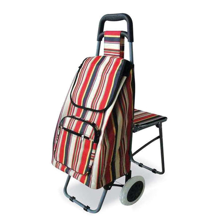 Image of Shopping Trolley with Seat on a plain background.
