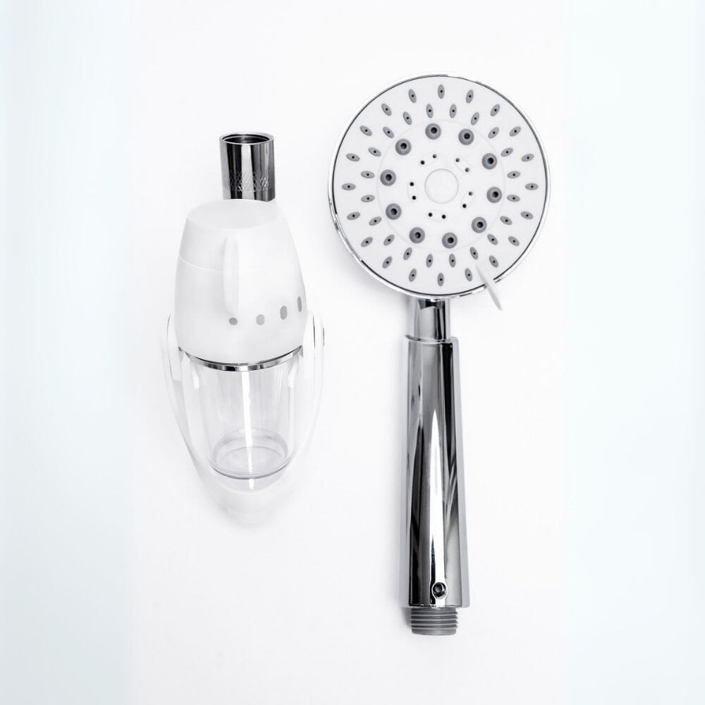 Diagram or packaging of ShowerSpaah Bubble Showerhead Set highlighting dimensions or features.