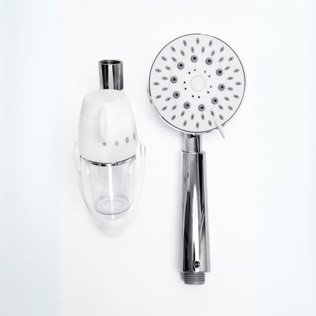 Diagram or packaging of ShowerSpaah Bubble Showerhead Set highlighting dimensions or features.
