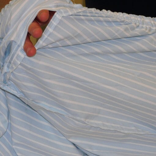 Close-up of a feature of Siba Satin 2 Way Fitted Base Sheet.