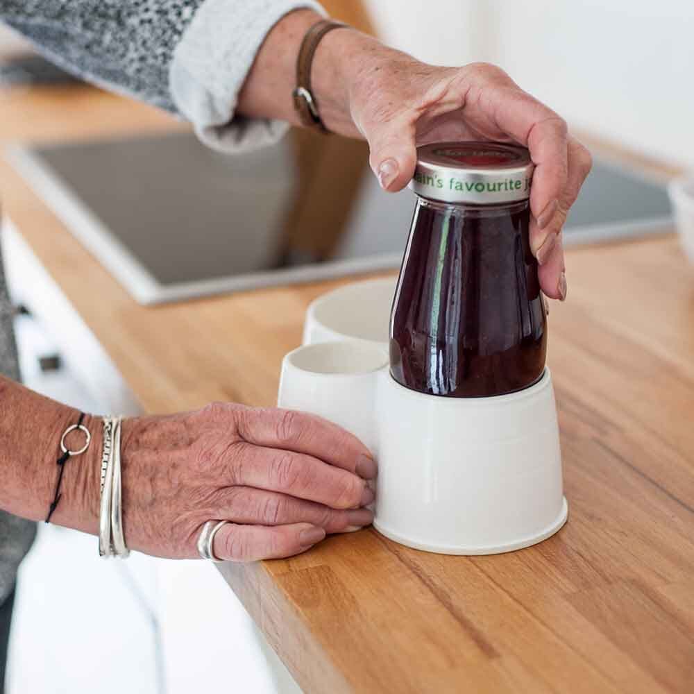 Close-up of a feature of Spillnot Jar Bottle Opener.