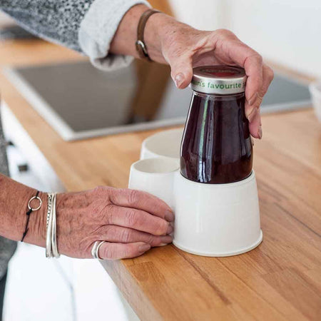 Close-up of a feature of Spillnot Jar Bottle Opener.