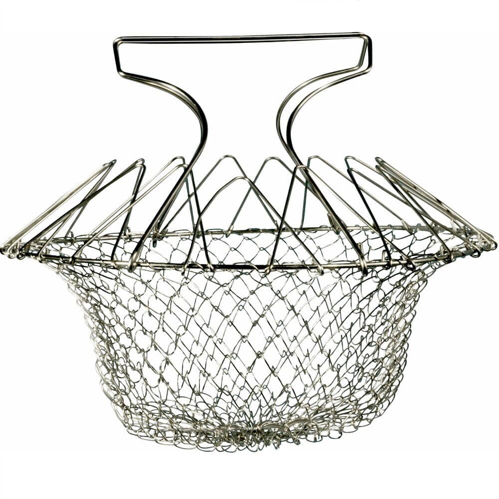 Image of Stainless Steel Cooking Basket on a plain background.
