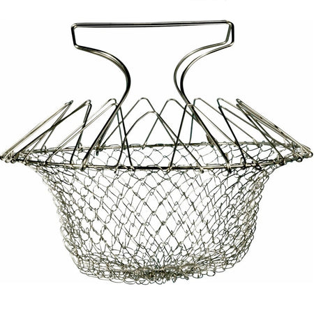 Image of Stainless Steel Cooking Basket on a plain background.