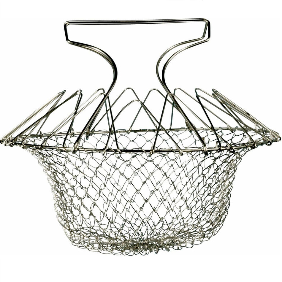 Image of Stainless Steel Cooking Basket on a plain background.