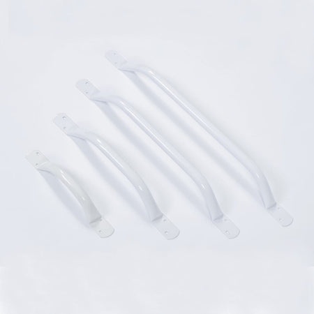 Close-up of a wall mounting plate on Steel Grab Rail grab rail showing screw holes for secure installation.