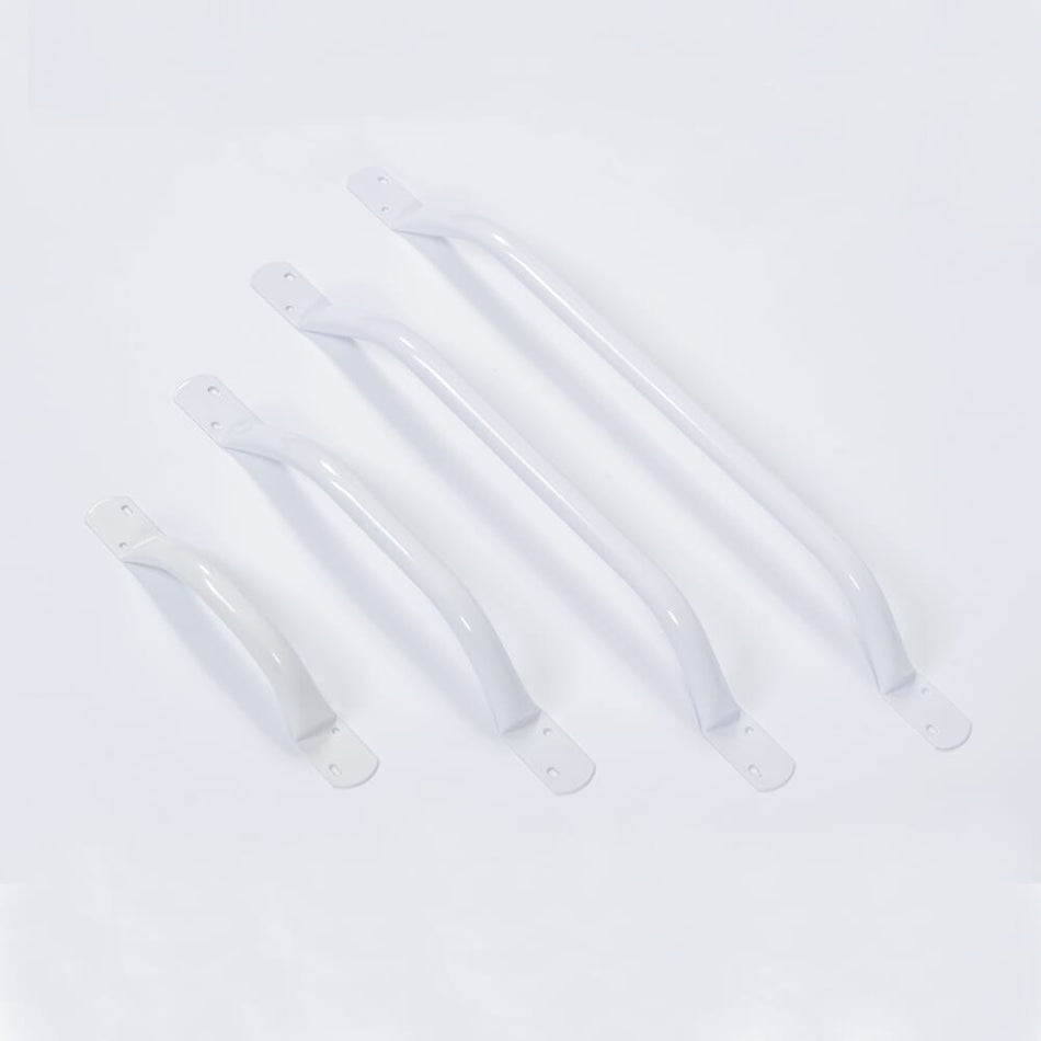 Close-up of a wall mounting plate on Steel Grab Rail grab rail showing screw holes for secure installation.