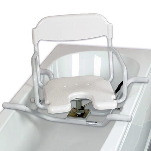 Image of Swivel Bath Seat with Cutout on a plain background.