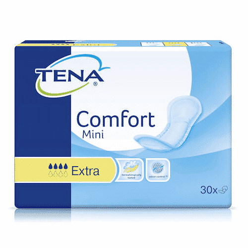 Image of TENA Comfort Mini Incontinence Pads on a plain background.