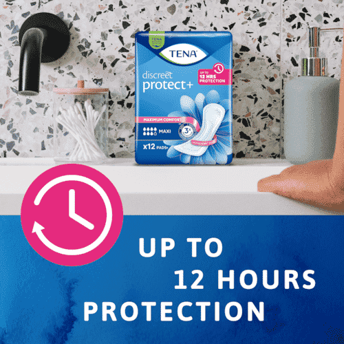 Close-up of a feature of TENA Discreet Protect Maxi Incontinence Pads.