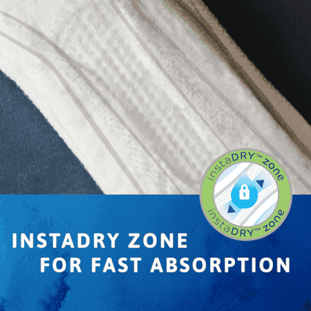 Diagram or packaging of TENA Discreet Protect Maxi Incontinence Pads highlighting dimensions or features.