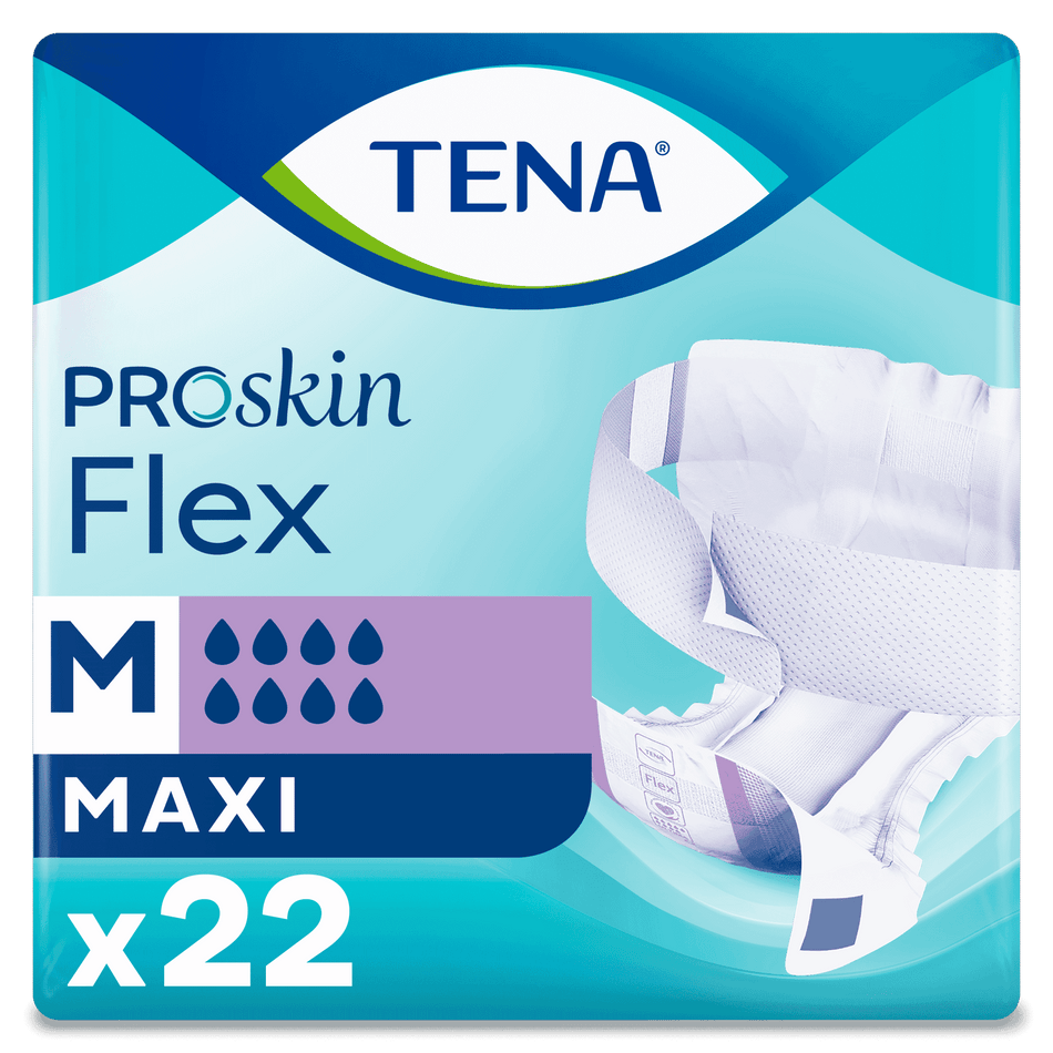 Image of TENA Flex Maxi Incontinence Pads on a plain background.