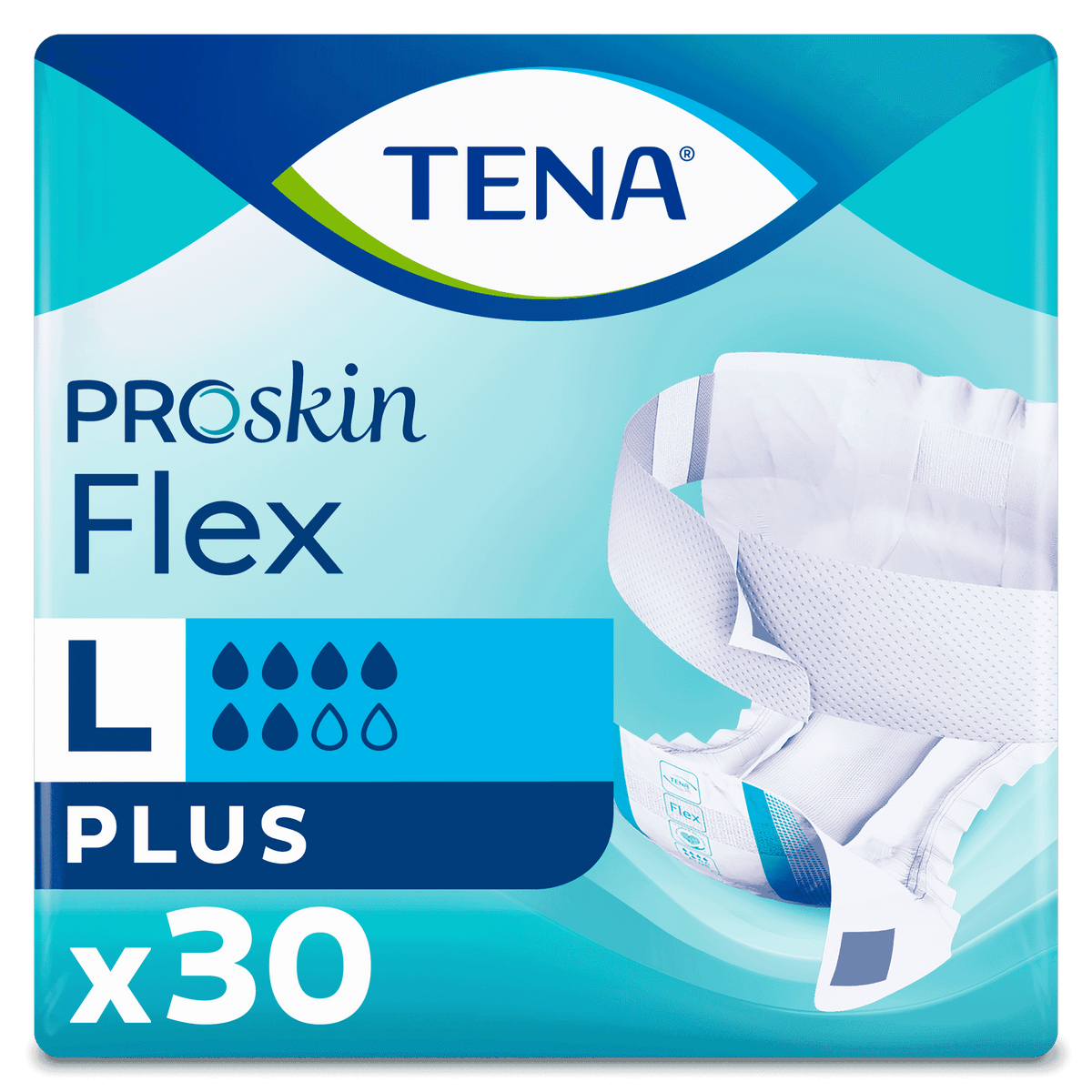 Image of TENA Flex Plus Incontinence Pads on a plain background.