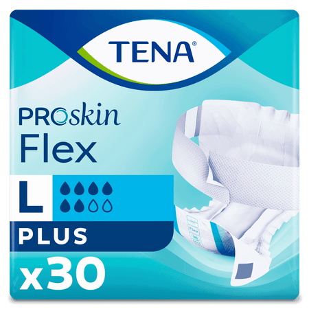 Image of TENA Flex Plus Incontinence Pads on a plain background.