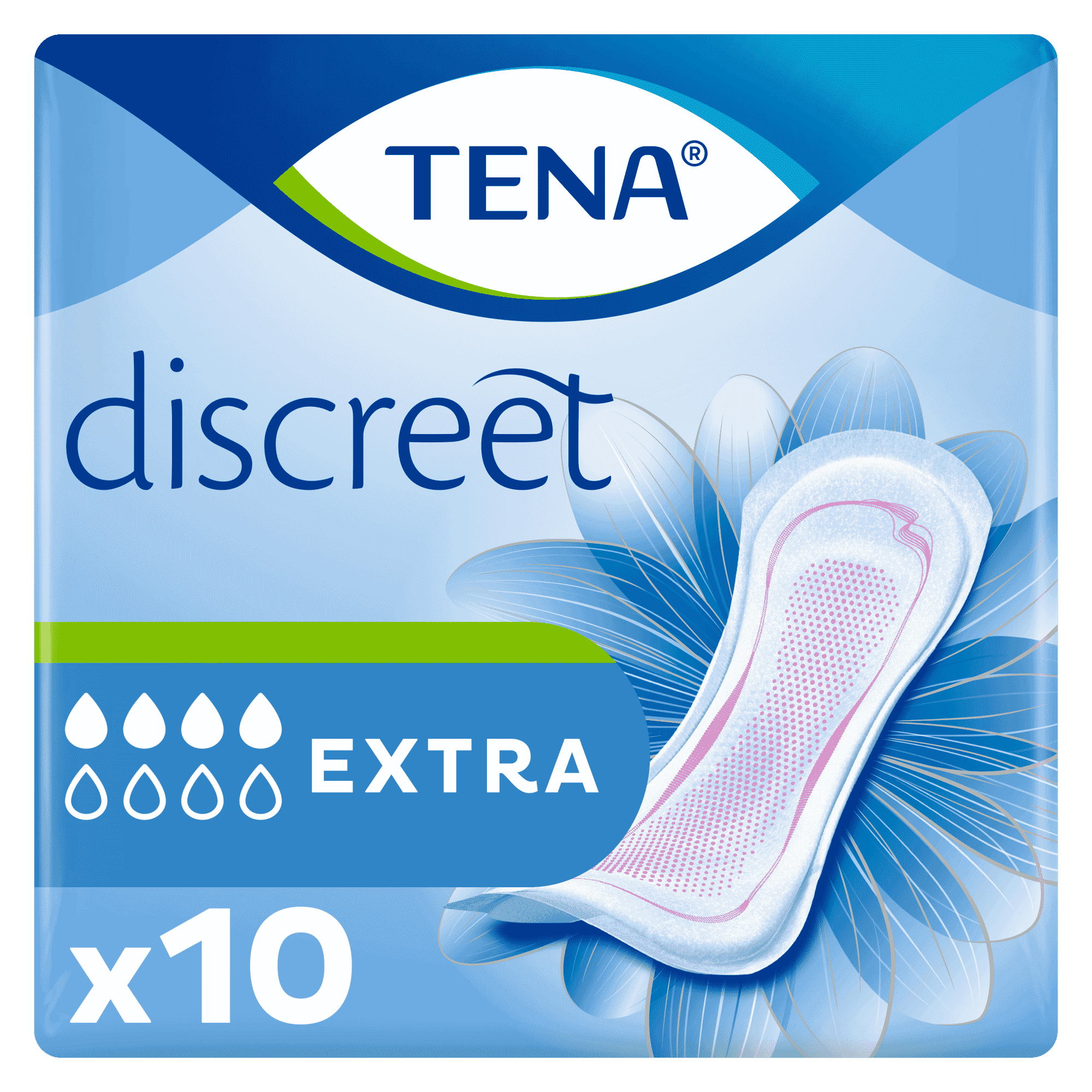 Image of TENA Lady Discreet Incontinence Pads on a plain background.