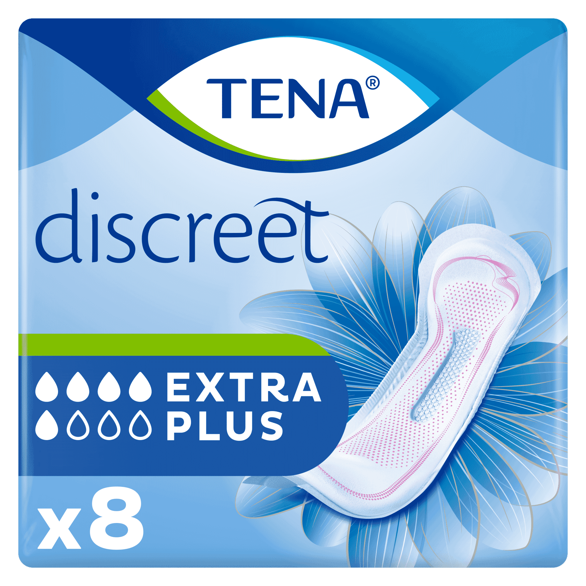 Image of TENA Lady Discreet Incontinence Pads on a plain background.