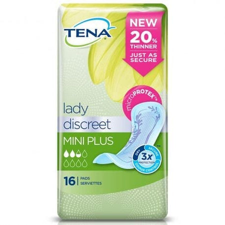 Image of TENA Lady Discreet Incontinence Pads on a plain background.