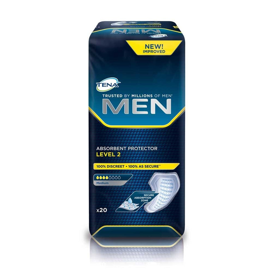 Image of TENA Men Discreet Incontinence Pads on a plain background.