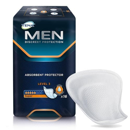 Image of TENA Men Discreet Incontinence Pads on a plain background.