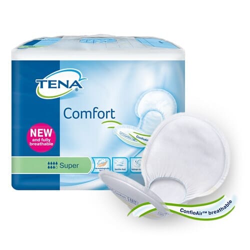 Image of TENA ProSkin Comfort Incontinence Pads on a plain background.