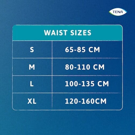 Diagram or packaging of TENA Proskin Pants Normal highlighting dimensions or features.