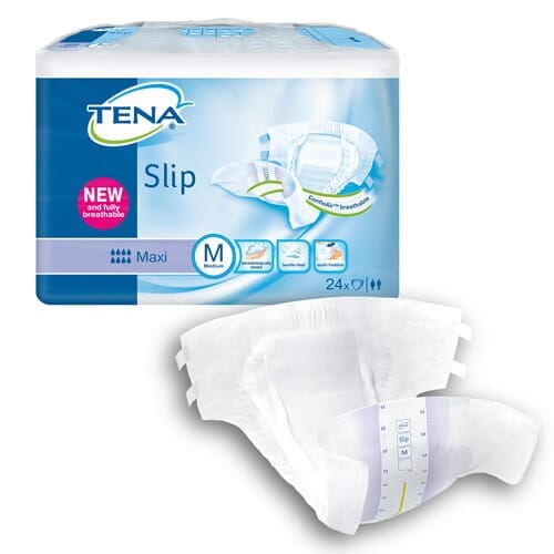 Image of TENA Slip Maxi Incontinence Pads on a plain background.