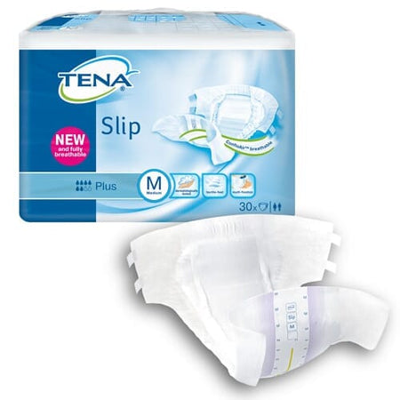 Image of TENA Slip Plus Incontinence Pads on a plain background.