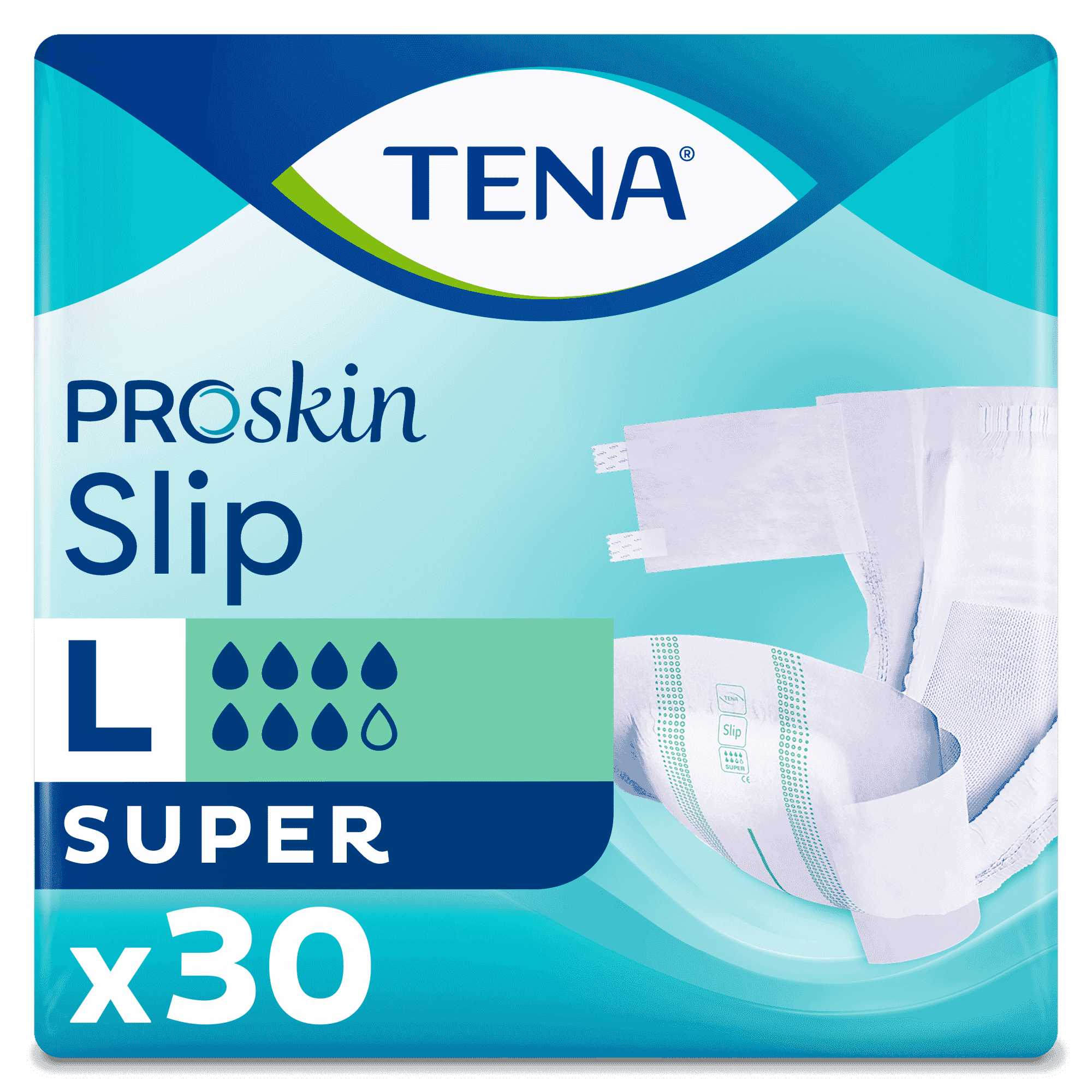 Image of TENA Slip Super Incontinence Pads on a plain background.