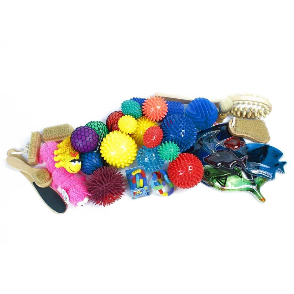 Full view of Tactile Sensory Bag bag on a plain background, showing its shape and carrying handles.