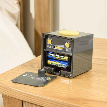 Close-up of a feature of Talking Cube Clock.