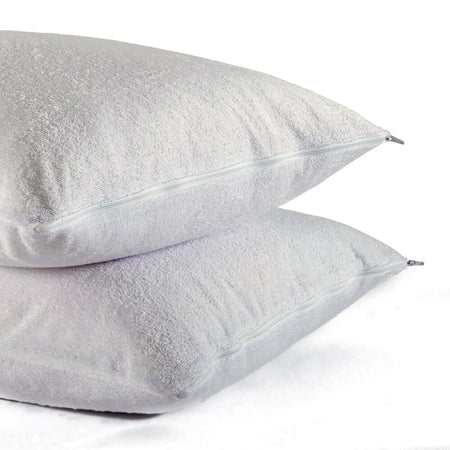 Full view of Terry Towelling Waterproof Pillowcase cushion on a plain background, showing its shape and supportive material.